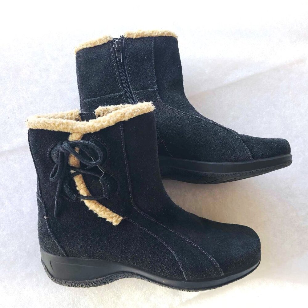 Clarks Black Ankle Boots with Cream Lining
